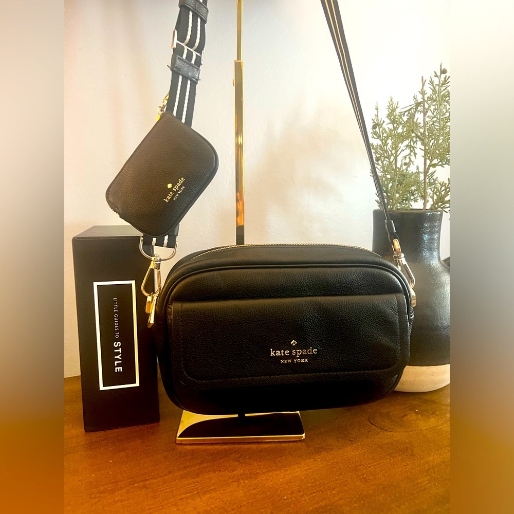 Kate Spade Rosie Pebbles black leather camera bag.  Black Crossbody Bag